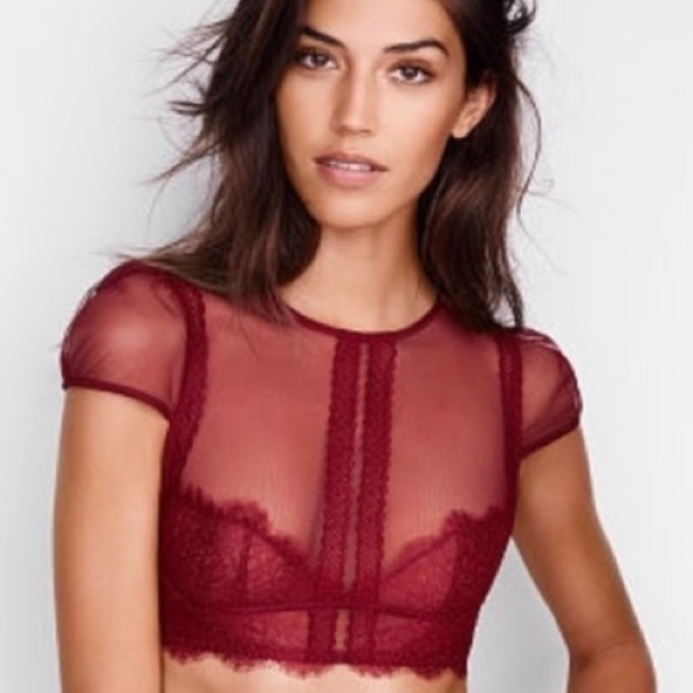 Victoria's Secret Red Sheer Lace Bra